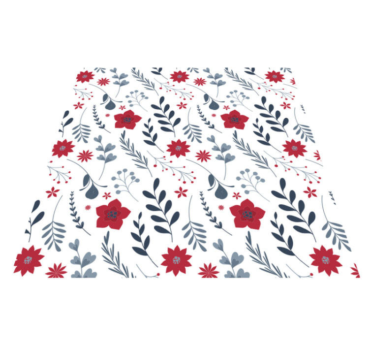 Vinylmatta blommor och växter i vitt och rött mönster - Tenstickers