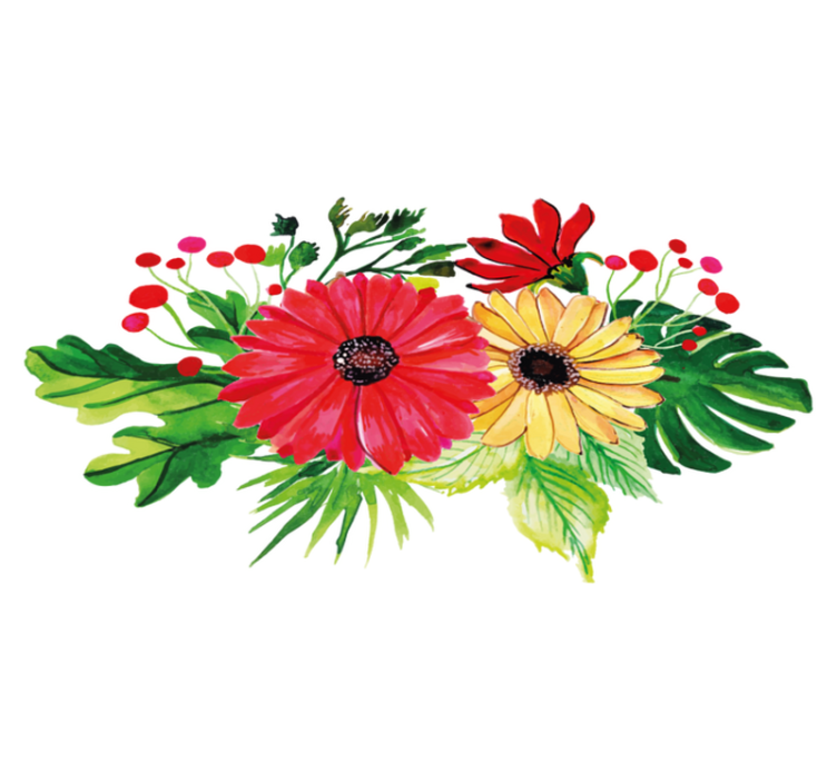 Vinylmatta blommor och växter horisontell elegant design - Tenstickers