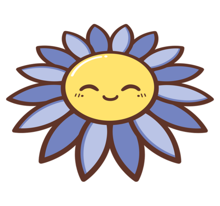 Vinylmatta blommor och växter silhuett glad lila blomma - Tenstickers