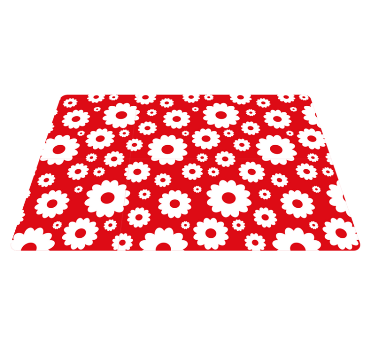 Vinylmatta blommor och växter vita tusenskönor röd bakgrund - Tenstickers