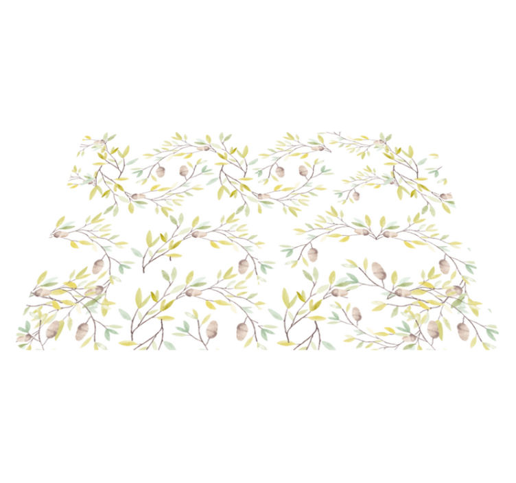 Vinylmatta blommor och växter akvarell gröna blad - Tenstickers