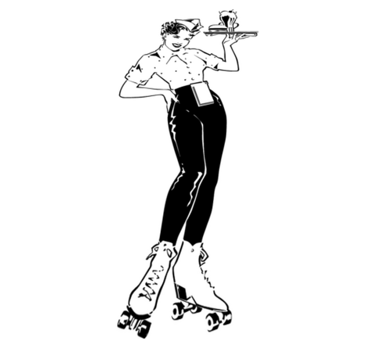 Vinylmatta kök vintage servitris - Tenstickers