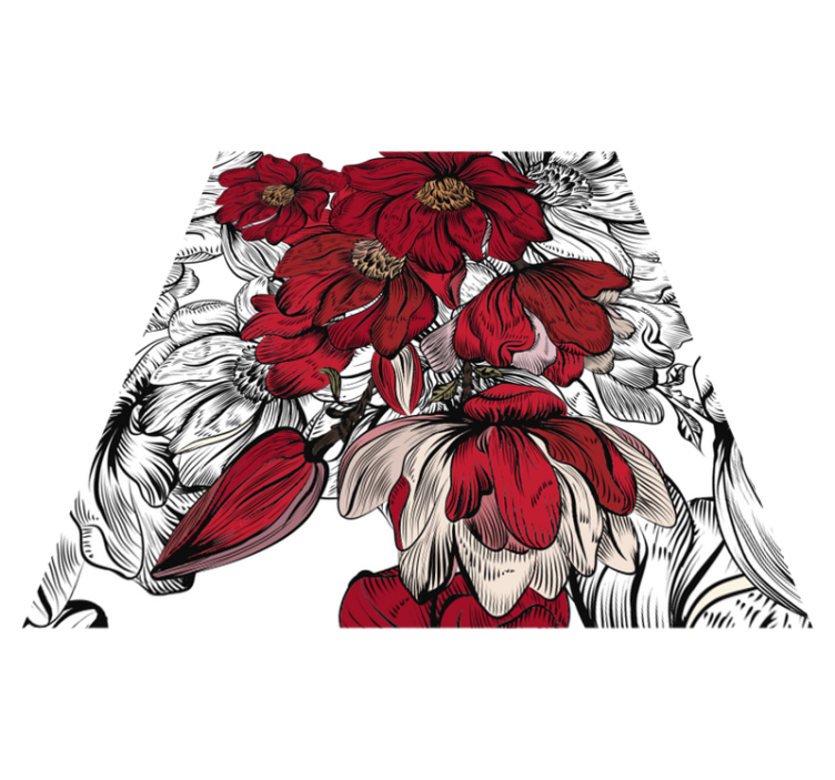 Vinylmatta matsal röda och vita blommor - Tenstickers