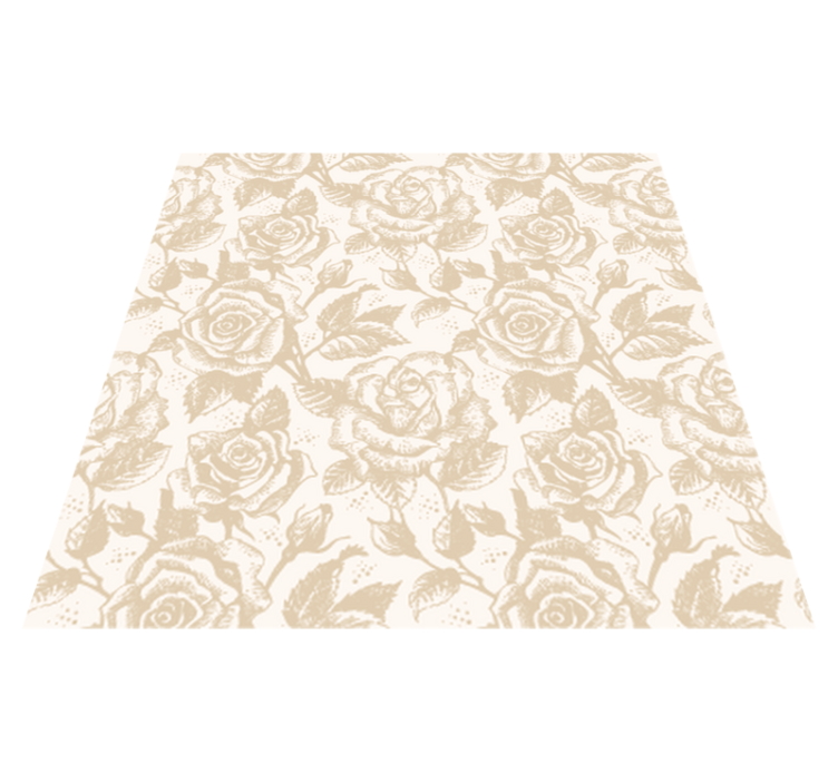 Vinylmatta matsal beige vintage rosor - Tenstickers