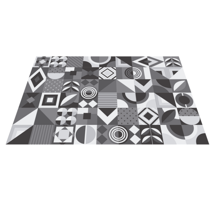Vinylmatta badrum grå geometriska plattor - Tenstickers