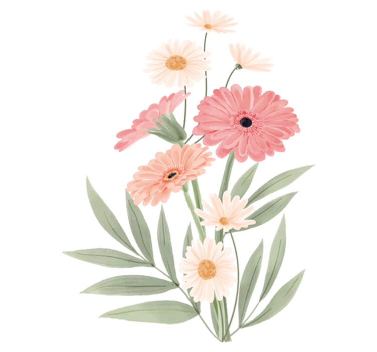 Vinylmatta badrum med rosa prästkragar - Tenstickers