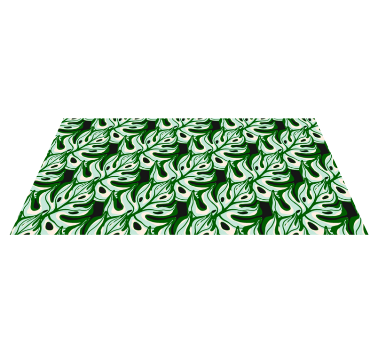 Vinylmatta blommor och växter svart och grön mönster - Tenstickers