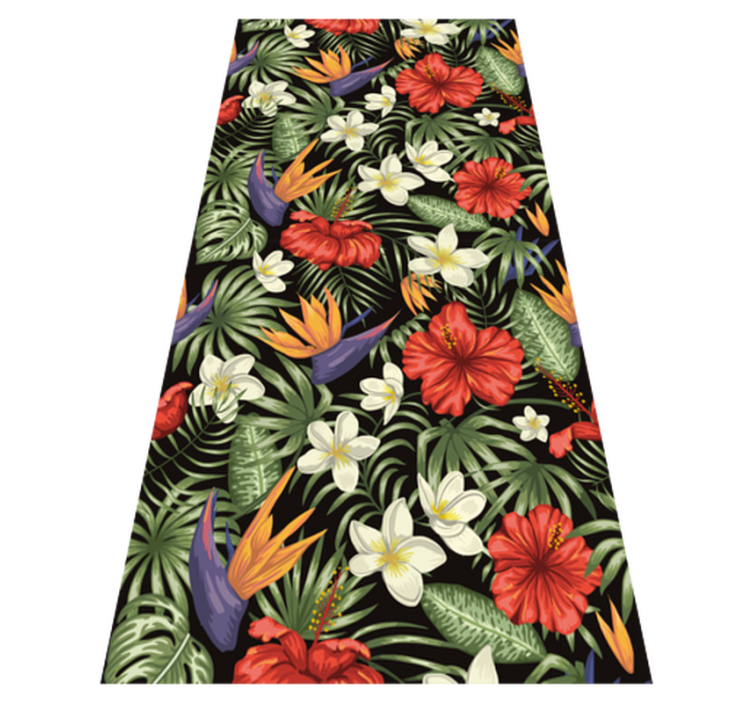 Vinylmatta blommor och växter tropisk djungelmönster - Tenstickers