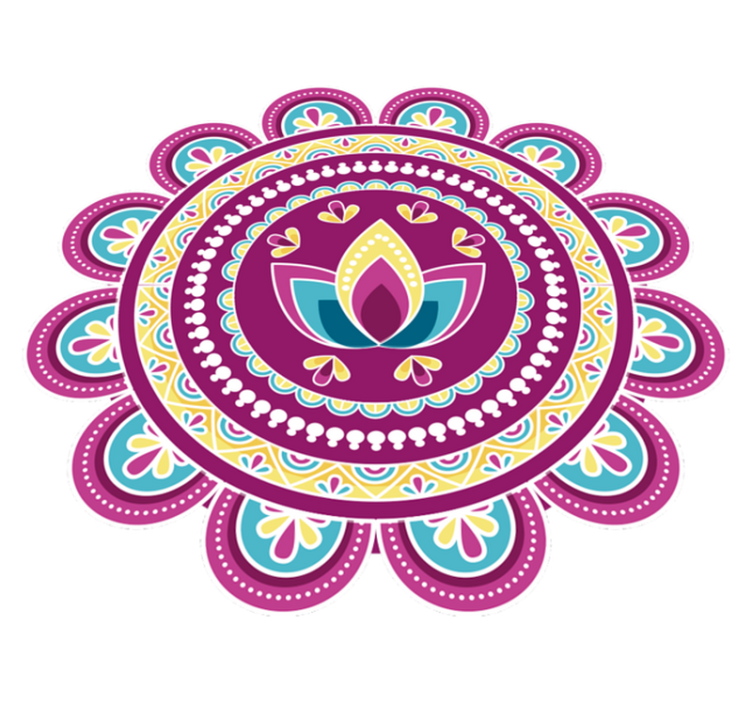 Vinylmatta blommor och växter färgglad lotus mandala - Tenstickers
