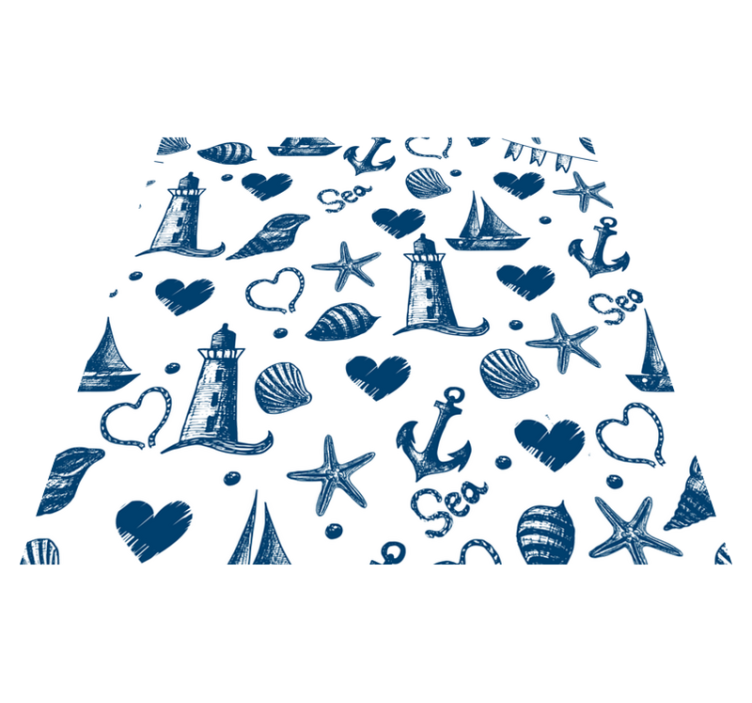 Vinylmatta blommor och växter nautiskt mönster - Tenstickers