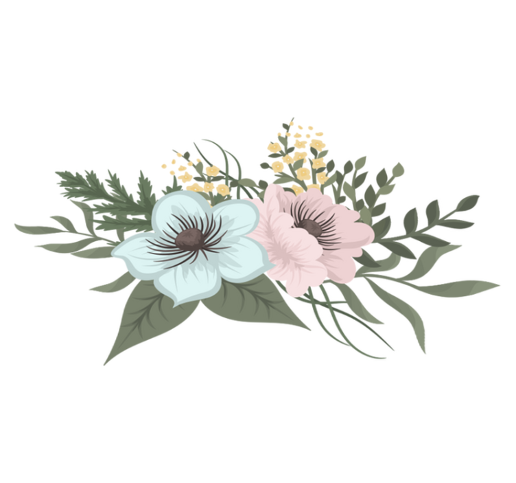 Vinylmatta blommor och växter botaniskt arrangemang - Tenstickers