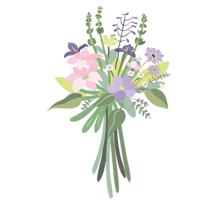 Vinylmatta blommor och växter färgglad blomsterbukett - Tenstickers