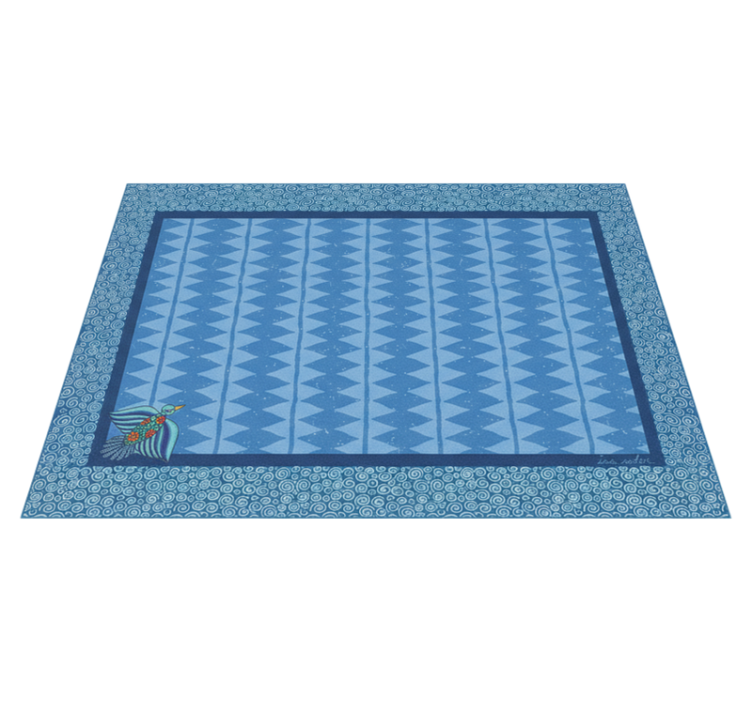 Vinylmatta vardagsrum blå fågelmönster - Tenstickers