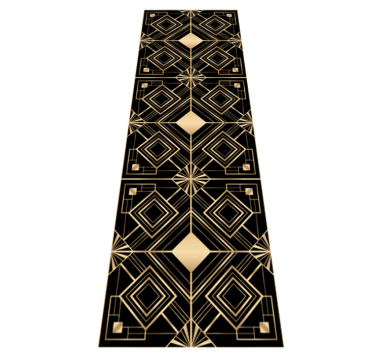 Vinylmatta geometrisk modern konst svart och guld mönster - Tenstickers
