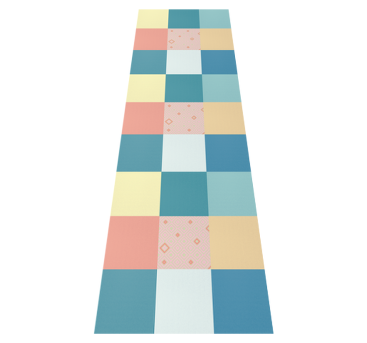 Vinylmatta geometrisk patchwork färgglad retro mönster - Tenstickers