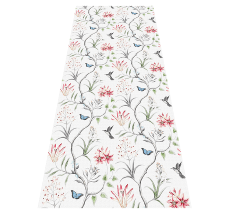 Vinylmatta sovrum fågel och fjäril blomgrenar - Tenstickers