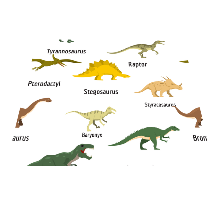 Vinylmatta sovrum realistiska dinosaurer med namn - Tenstickers