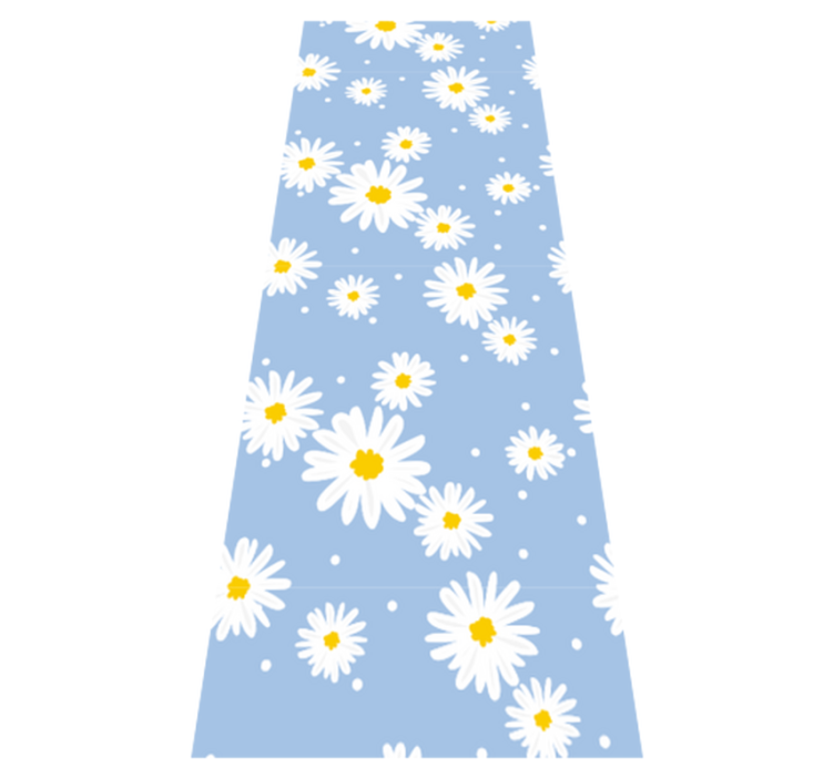 Vinylmatta sovrum vita blommor med blå bakgrund - Tenstickers