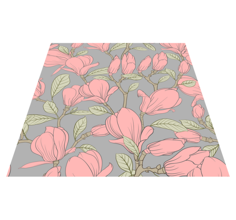 Rosa blommor och blad vinylmatta sovrum - Tenstickers
