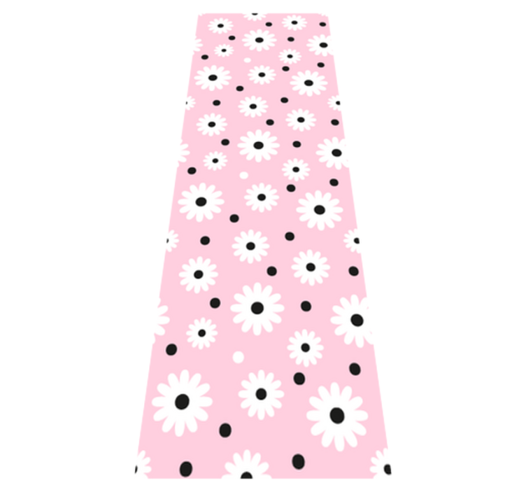 Vinylmatta sovrum rosa svarta prickar blommor - Tenstickers