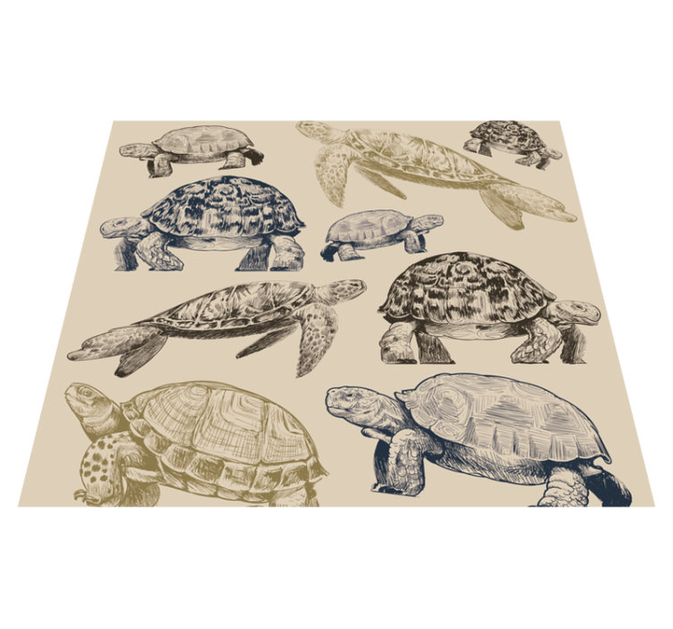 Vinylmatta sovrum sköldpaddor beige bakgrund - Tenstickers