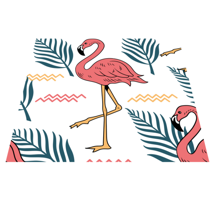 Vinylmatta sovrum tropiska blad med flamingos - Tenstickers