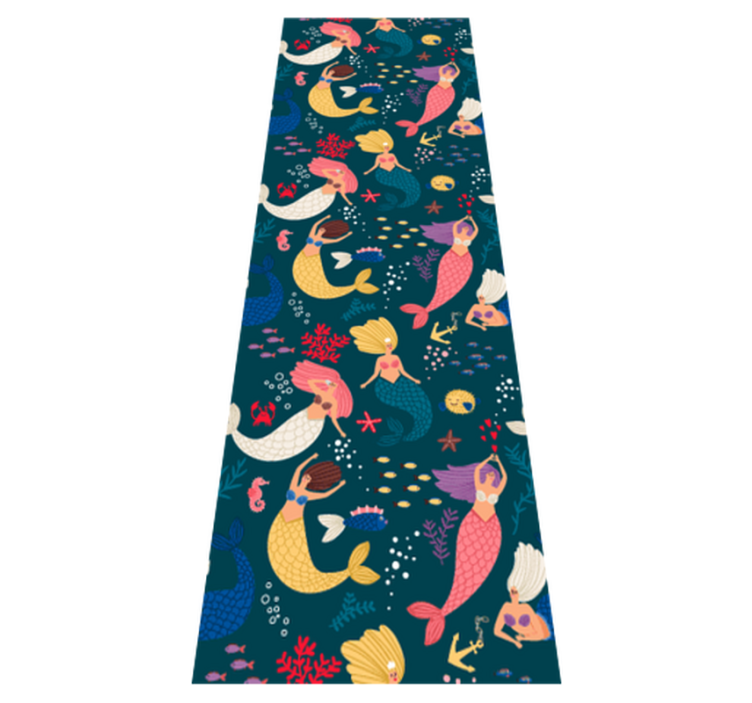 Vinylmatta sovrum mörkblå sjöjungfrumönster - Tenstickers