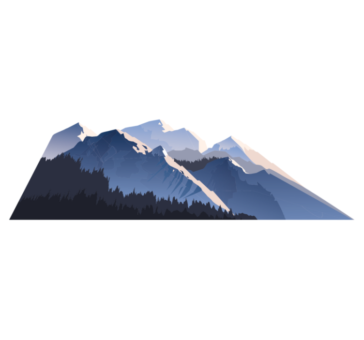 Vinylmatta natur grå skog fjell och sol - Tenstickers