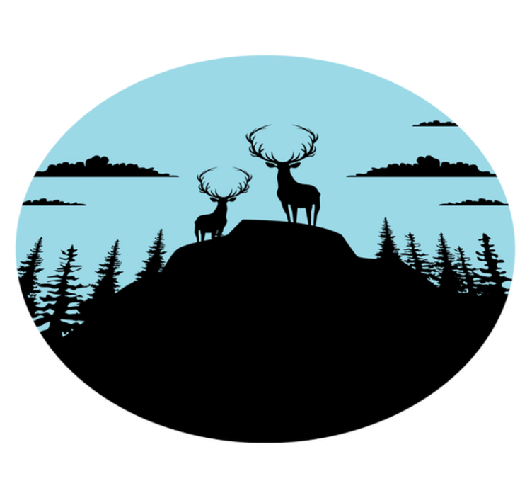 Vinylmatta natur fjäll med älgar - Tenstickers