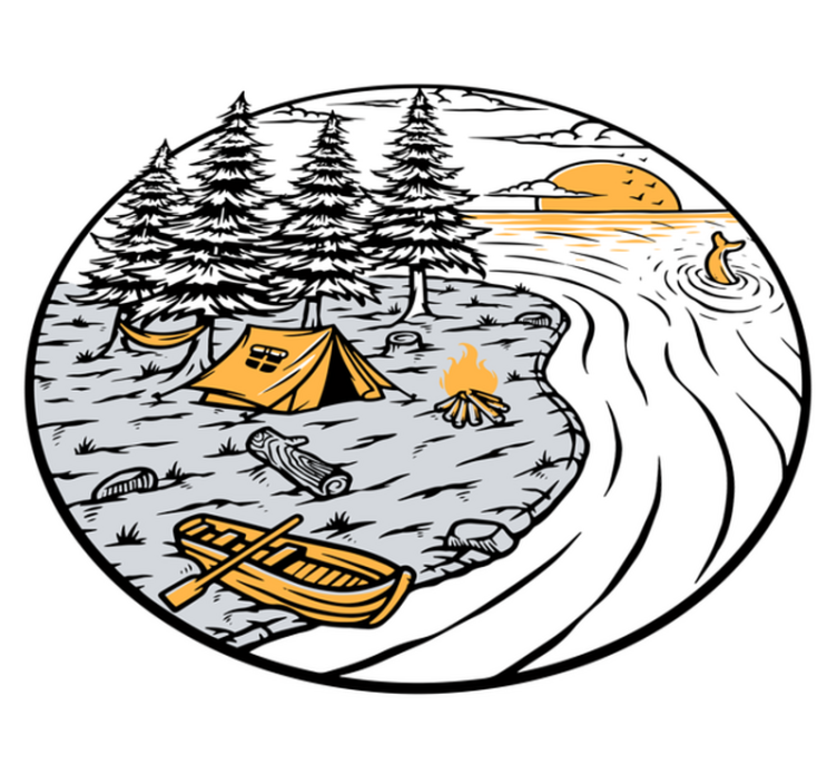 Vinylmatta natur husbil gul landskapsmärke - Tenstickers