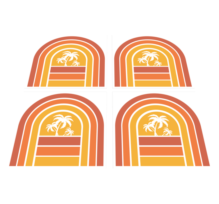 Vinylmatta natur retro solnedgång och palmer - Tenstickers