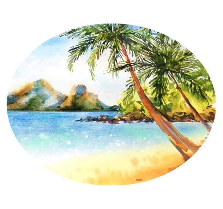 Vinylmatta natur tropisk palmkust - Tenstickers
