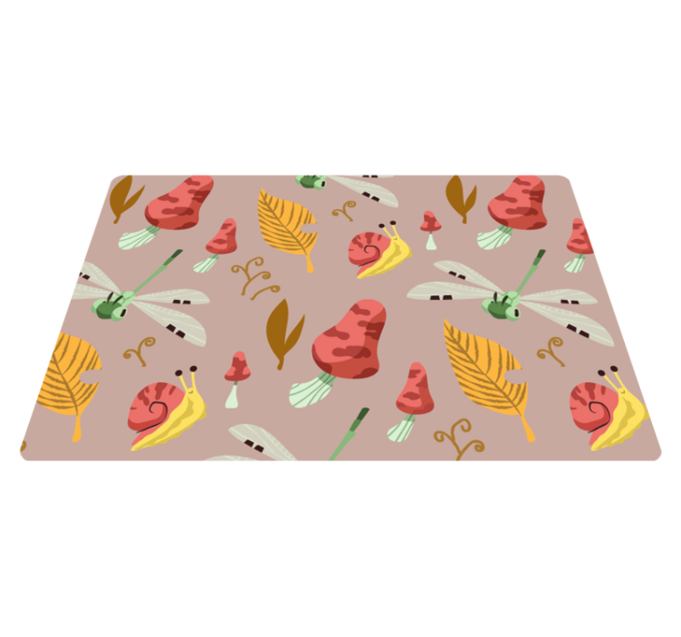 Vinylmatta natur med mönster av höstens fauna och flora - Tenstickers