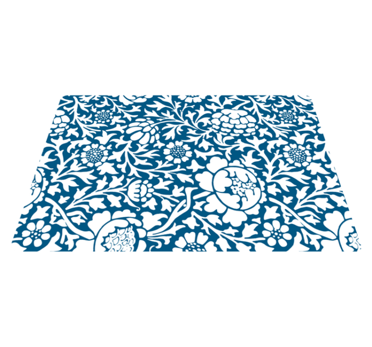 Vinylmatta natur marinblå flora - Tenstickers