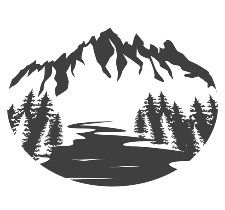 Vinylmatta natur berglandskap silhuett - Tenstickers