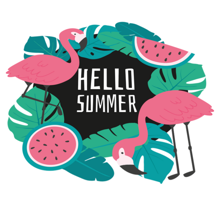 Vinylmatta natur med tropisk flamingodesign - Tenstickers