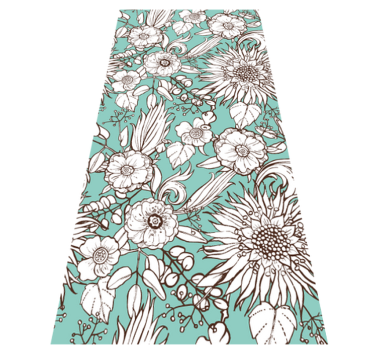 Vinylmatta natur med blommönster - Tenstickers