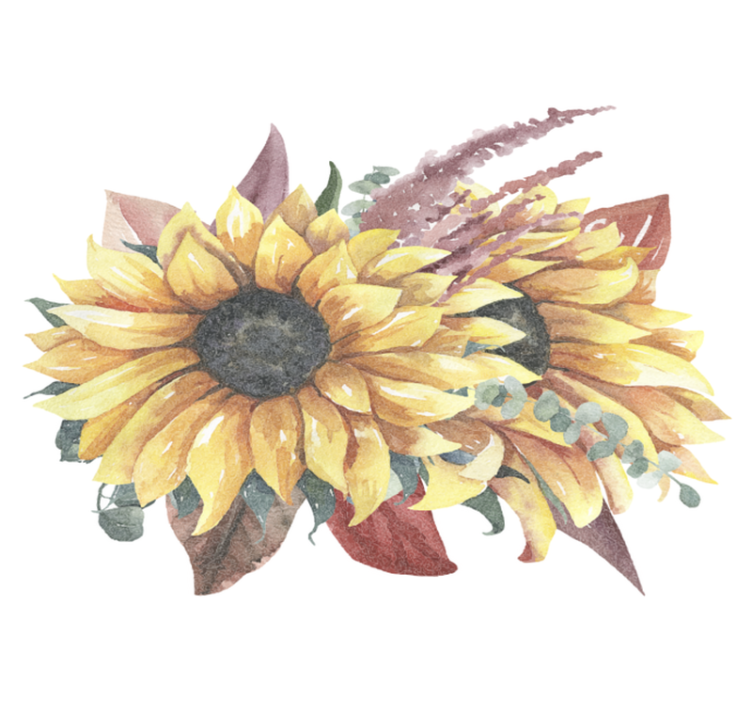 Vinylmatta natur solrosblomsterarrangemang - Tenstickers