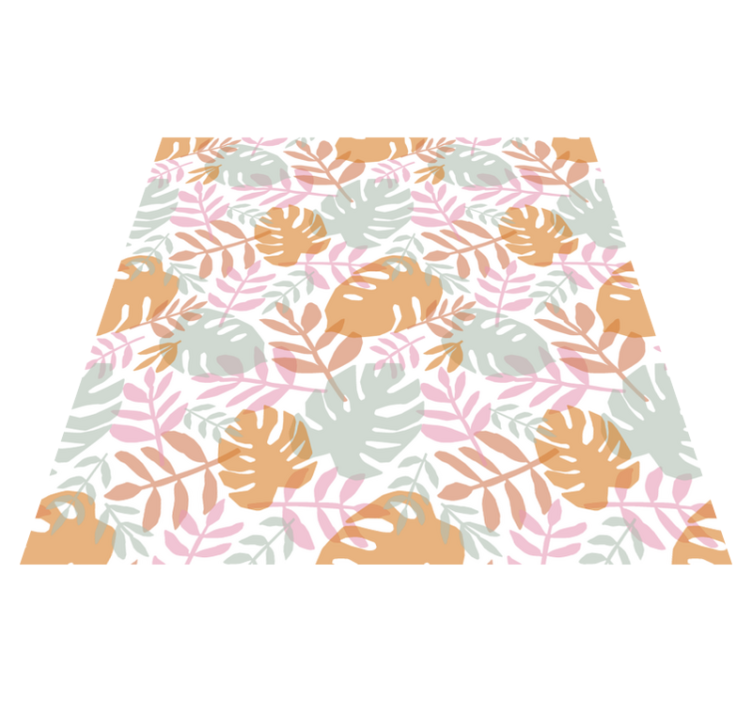 Vinylmatta natur med grönt bladmotiv - Tenstickers