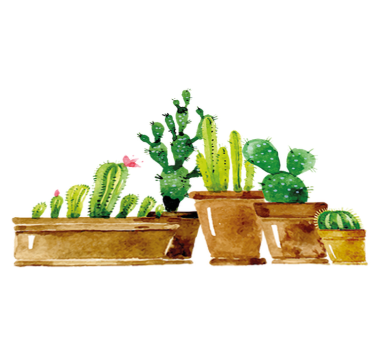 Vinylmatta blommor och växter hemmagjord kaktusträdgård - Tenstickers