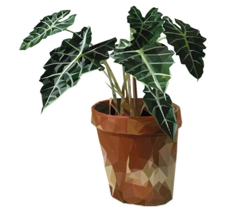 Vinylmatta blommor och växter geometrisk kruka - Tenstickers