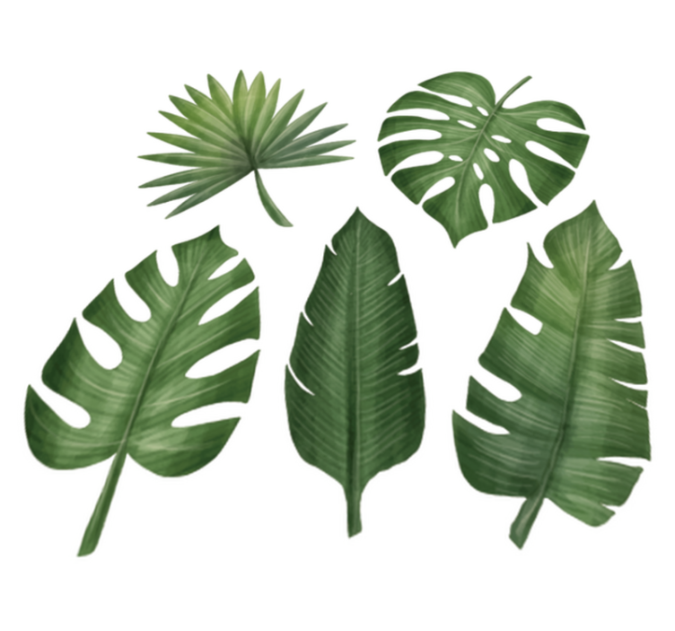 Vinylmatta blommor och växter stora gröna blad - Tenstickers