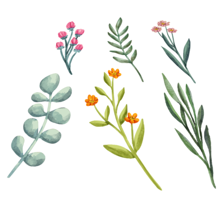 Vinylmatta blommor och växter växtgrenar - Tenstickers