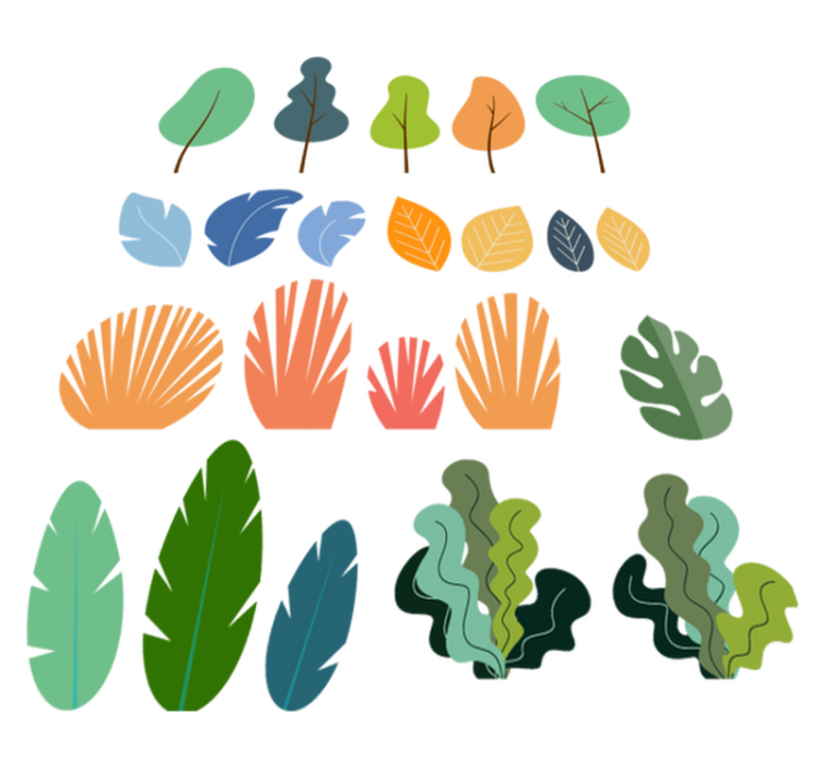 Vinylmatta blommor och växter tropiska bladpaket - Tenstickers