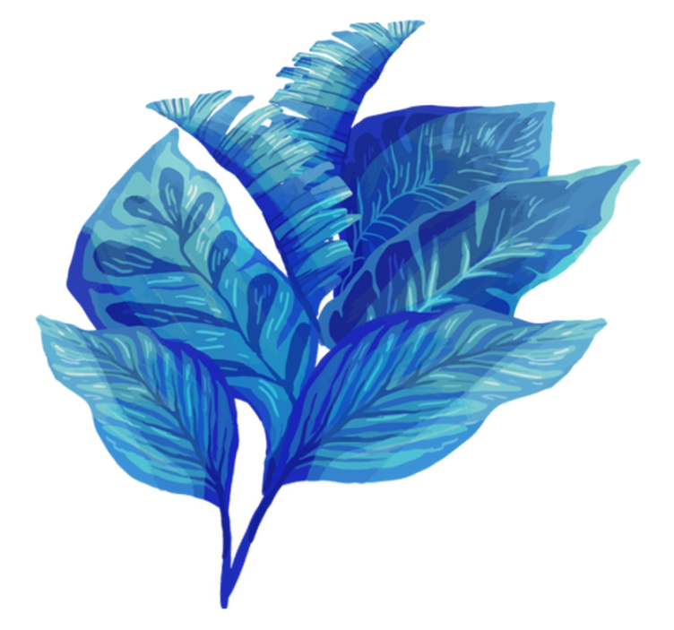 Vinylmatta blommor och växter blått bladarrangemang - Tenstickers