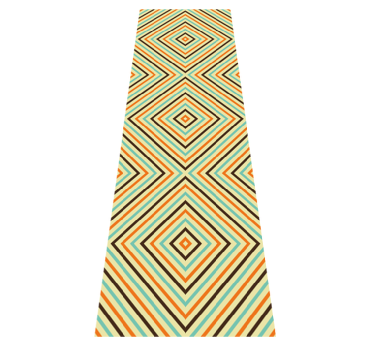 Vinylmatta sovrum vintage orange och blått mönster - Tenstickers