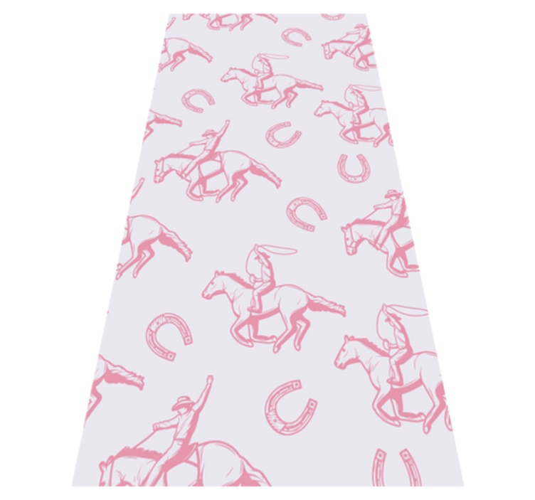 Vinylmatta sovrum rosa cowboyhäst mönster - Tenstickers