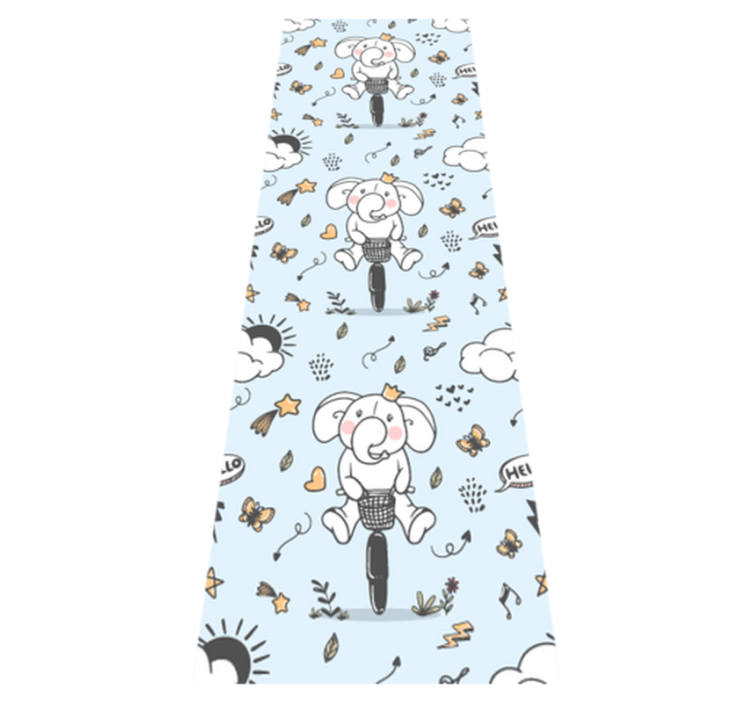 Vinylmatta sovrum elefant som cyklar mönster - Tenstickers