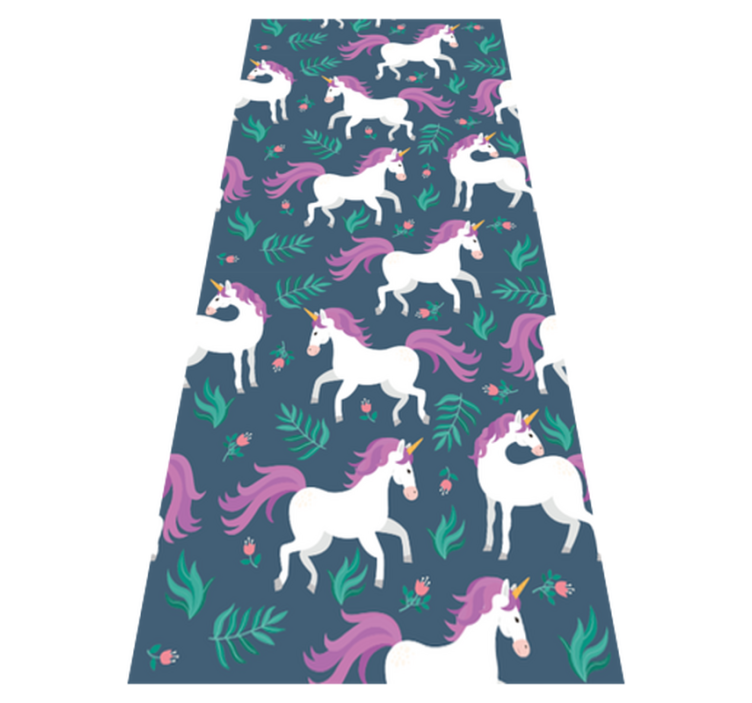 Vinylmatta sovrum platt enhörning blå mönster - Tenstickers
