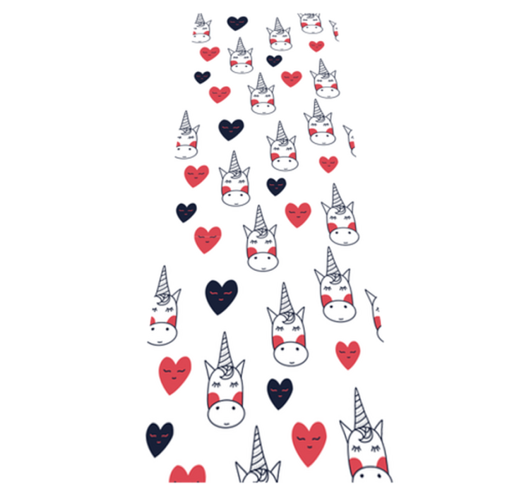 Vinylmatta sovrum med enhörningsmönster och hjärtan - Tenstickers